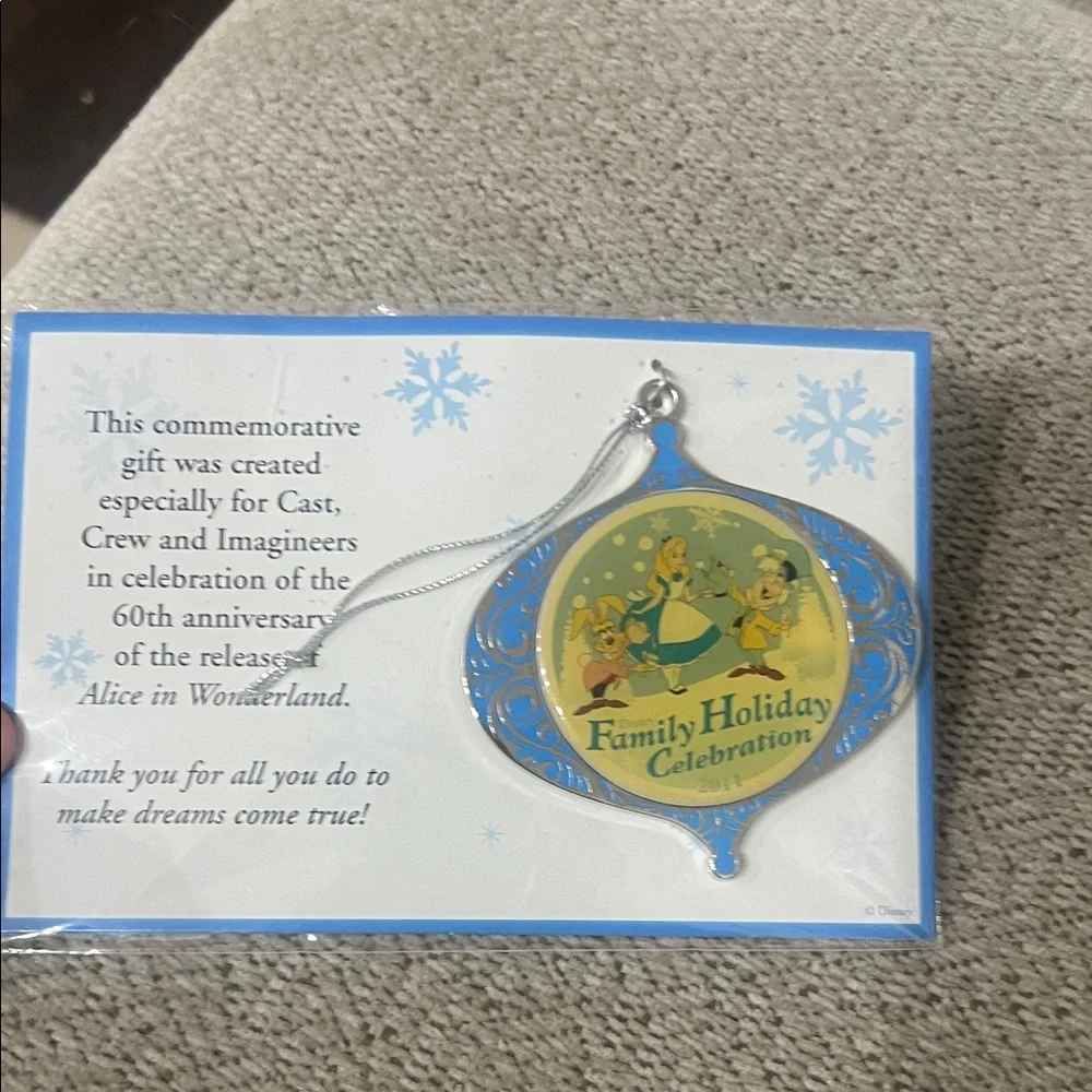 Disney Family Holiday Celebration Ornament Cast Blue and Gold New in package